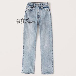 ABERCROMBIE 90s Ultra High Rise Straight Jean Medium Acid Blue size 25